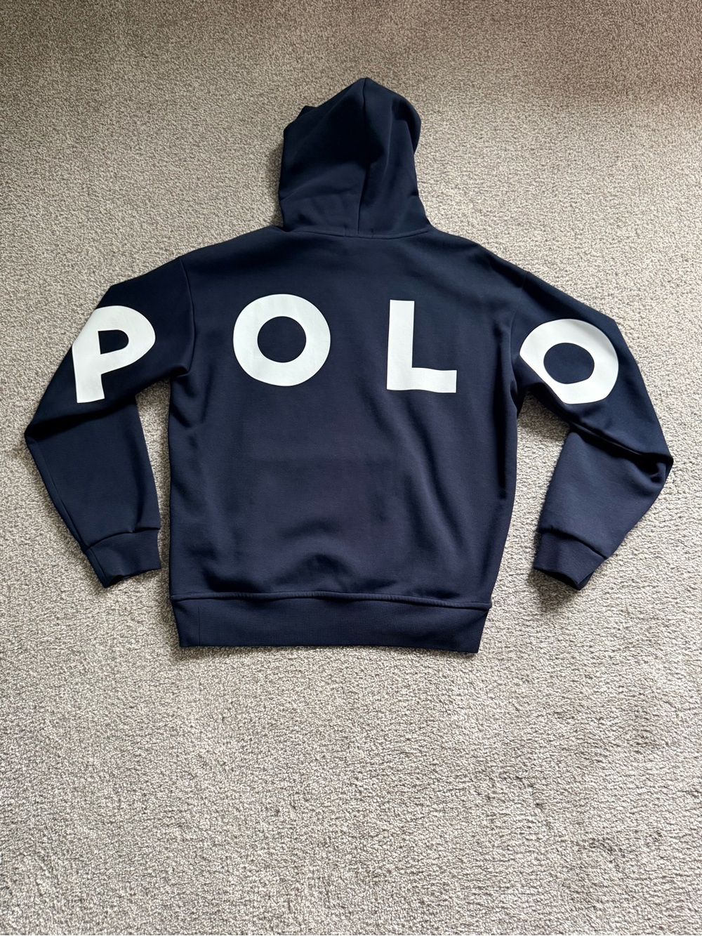 Polo by Ralph Lauren Navy Pullover Hoodie with White Pony - Picture 5 of 7